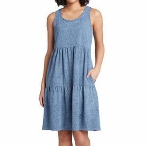 FRYE Faded Bandana Blue Tiered Above the Knee Tank A Line Floral Dress XL